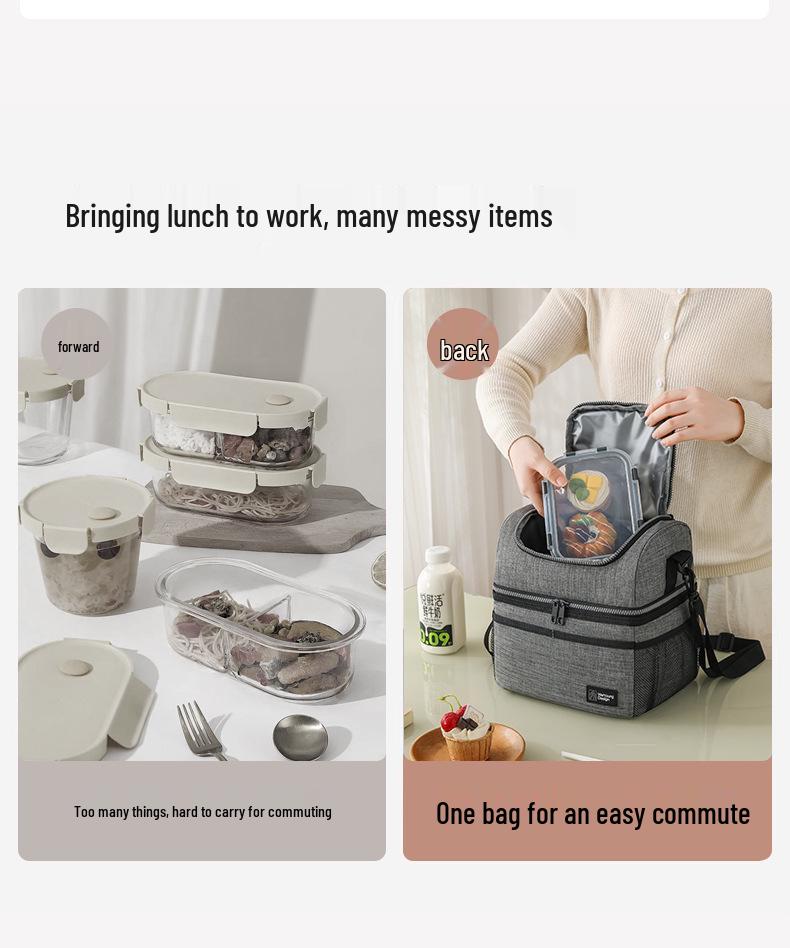 Double Layer Insulated Lunch Bag: Thickened, Fresh-Keeping Bento Bag for Outdoor Picnic