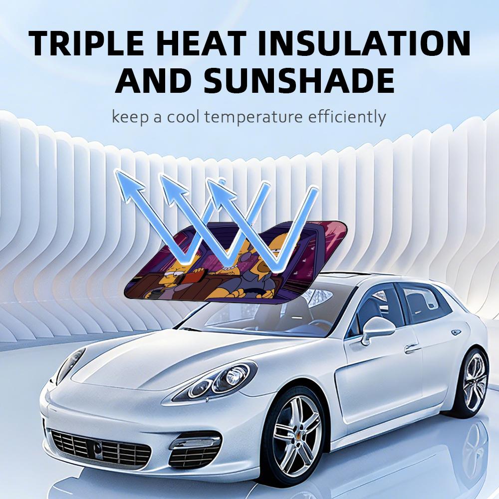 Anime The S-Simpsons Sun Visor Reusable Aluminum Foil Car Windshield Sun Visor UV Protector Heat Insulation Cover Shade