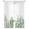 Ins Garden Plant Leaf Eucalyptus Sheer Curtains for Bedroom Living Room Voile Window Curtains Tulle Curtains for Kids Room