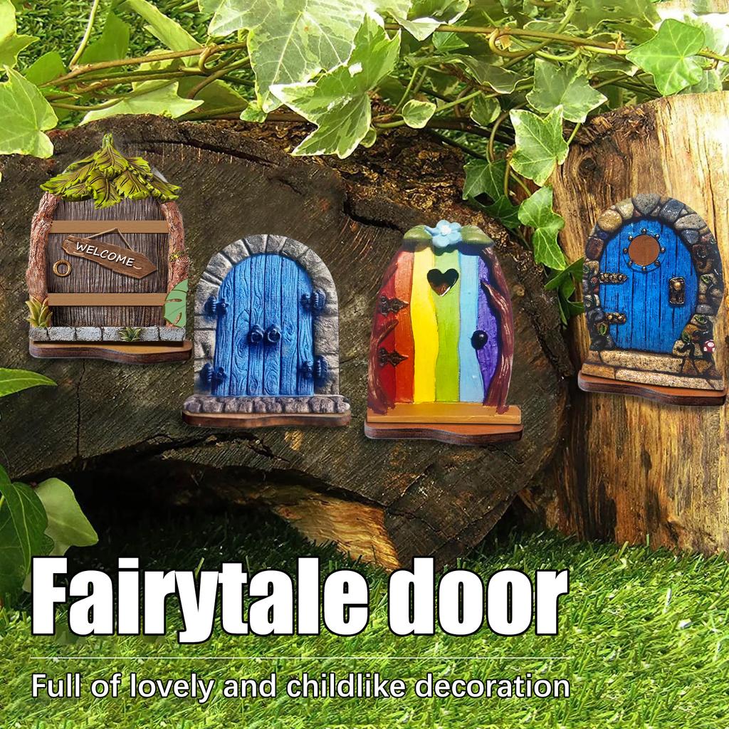 Garden Decoration Fairy Tale Door Courtyard tree decoration wooden miniature gnomes decoration fairy tale door