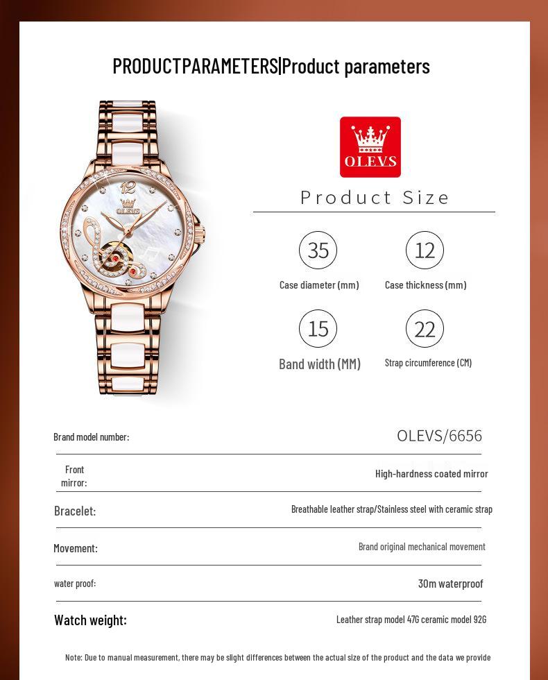 Olitis Women's Automatic Diamond Mechanical Watch with Musical Note Dial