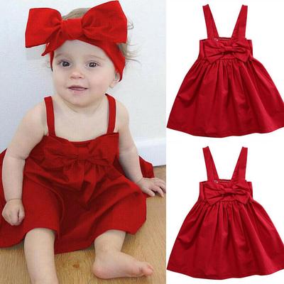 Mignon bébé filles été robe d'été nœud court Mini gilet robe enfant en bas âge enfants coton robes décontractées tenue sans manches