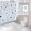 Small Fresh Mosaic Marble Printed Bathroom Curtain Shower Curtains With Hooks Non-Slip Carpet Toilet Lid Cover Bath Mats Rugs