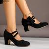 Scarpe con Tacco Alto da Donna Taglie Forti 36-45 Punta Tonda Classica Fiocco Autunno Primavera Moda Casual Slip-on Scarpe Eleganti