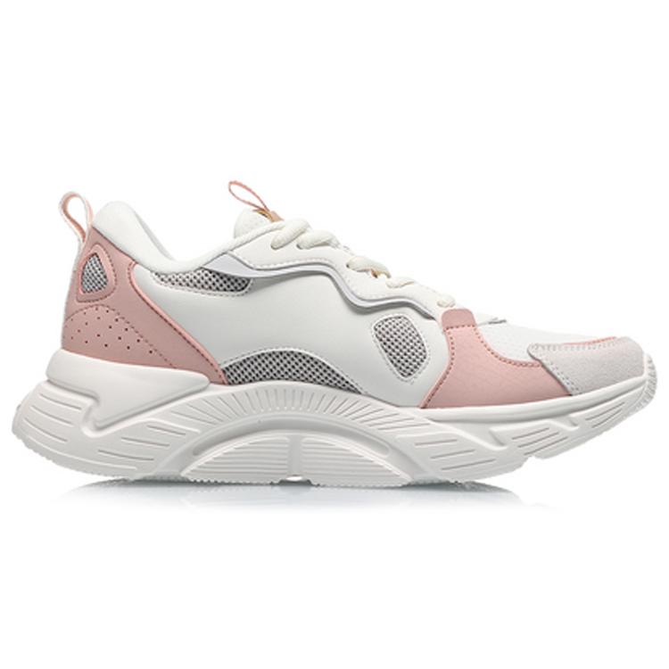 Li Ning Trendy Lightweight Low Top Running Shoes Women's White Gray Pink ARLQ034-1