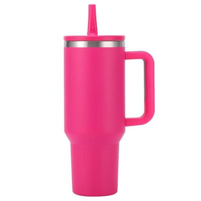 Isolierter Edelstahl-Becher mit Strohhalm und Griff