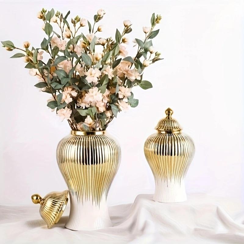 European Flower Vase Crafts Ornaments Porch Decorative Ceramics Lightly Electroplating General Jar Home Decoration Ornaments