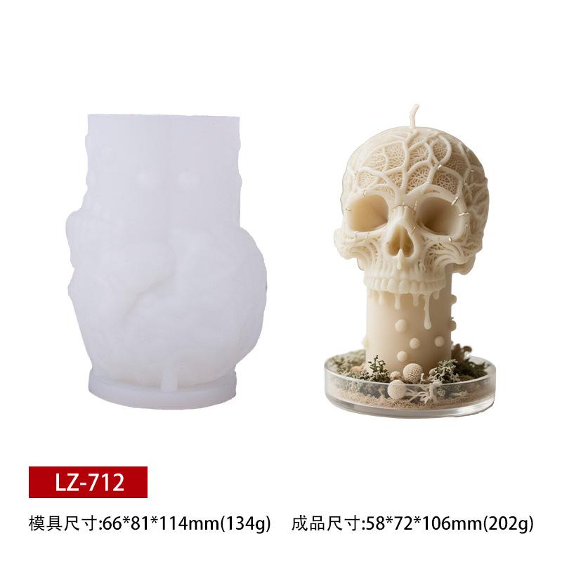 Skull Shape Scented Candle Silicone Mold DIY Halloween Decor Vintage Knot Hollow Home Ornament