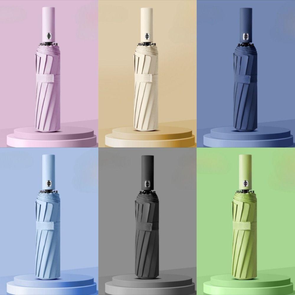 Solid Color Reinforced 24-Bone Umbrella Large Anti-UV Sunscreen Umbrella Summer