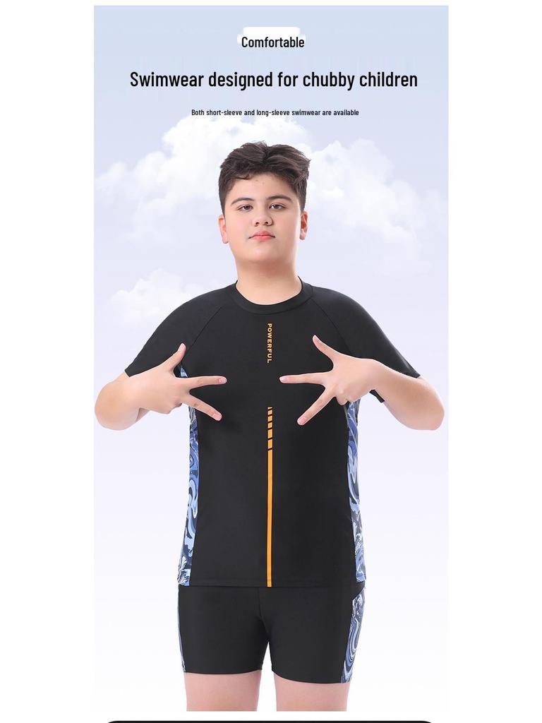 2025 Fat Boy Men's Medium & Large Split Anti-Embarrassment Swimsuit Set for Kids