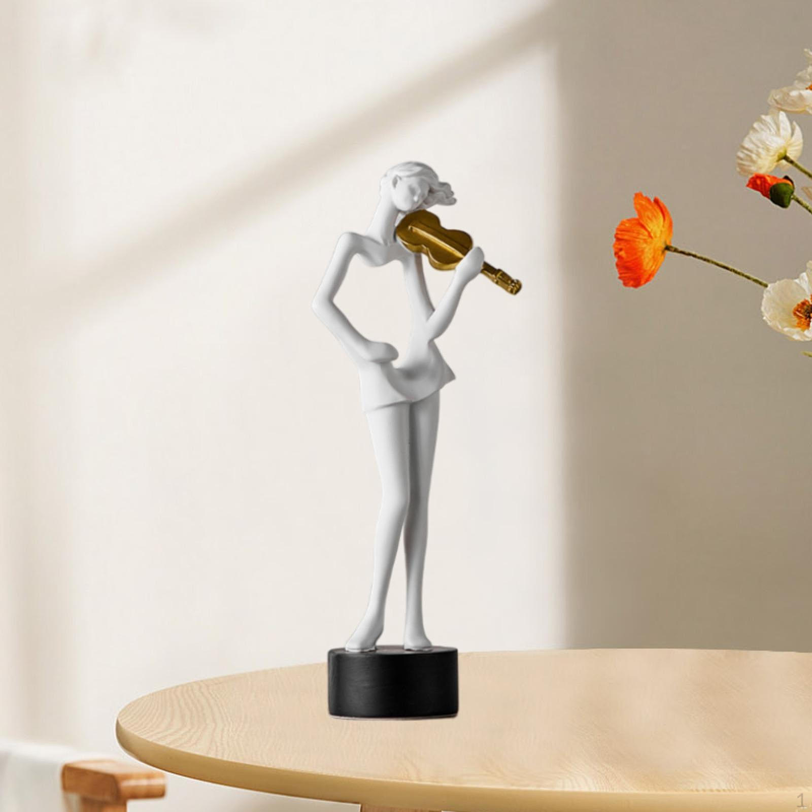 

20 см скрипка музыкант статуэтка украшение стола ремесло музыкальный инструмент игрок миниатюра белый