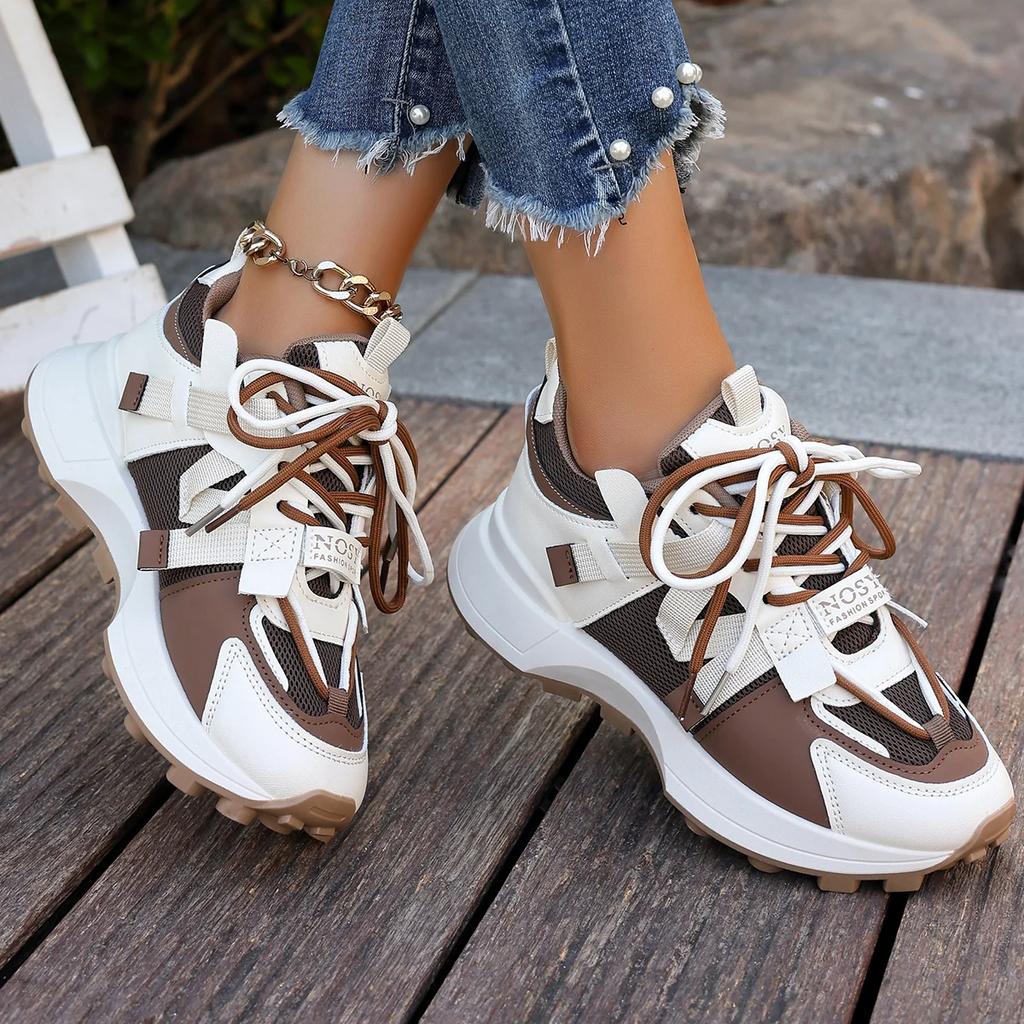 Fashion Women Sneakers New Breathable Mesh Platform Sneakers Women Casual Lace Up Outdoor Designer Shoes Comfortable Low Top Women Shoes