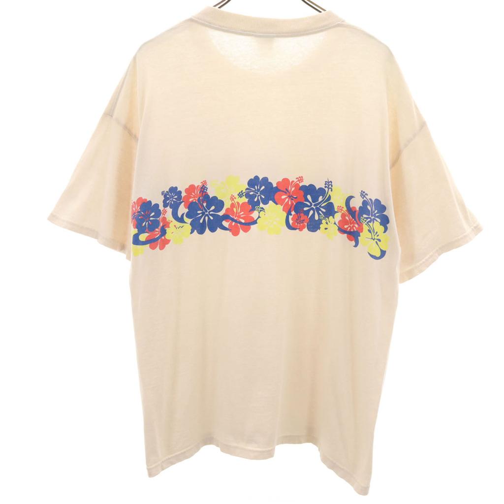 GOTCHA 90s Old Floral print Short sleeve T-shirt L Ivory Men's Used