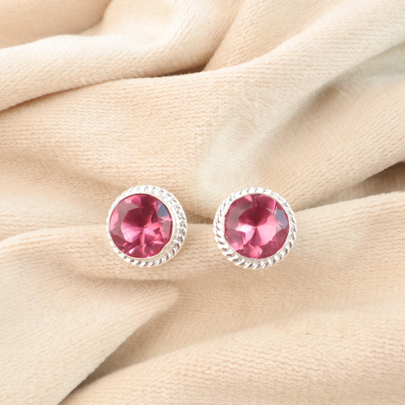 

Драгоценный камень Розовый Турмалин Серебряные украшения 925 пробы Ручная работа Серьги-пусеты 0,53 EE-147-11