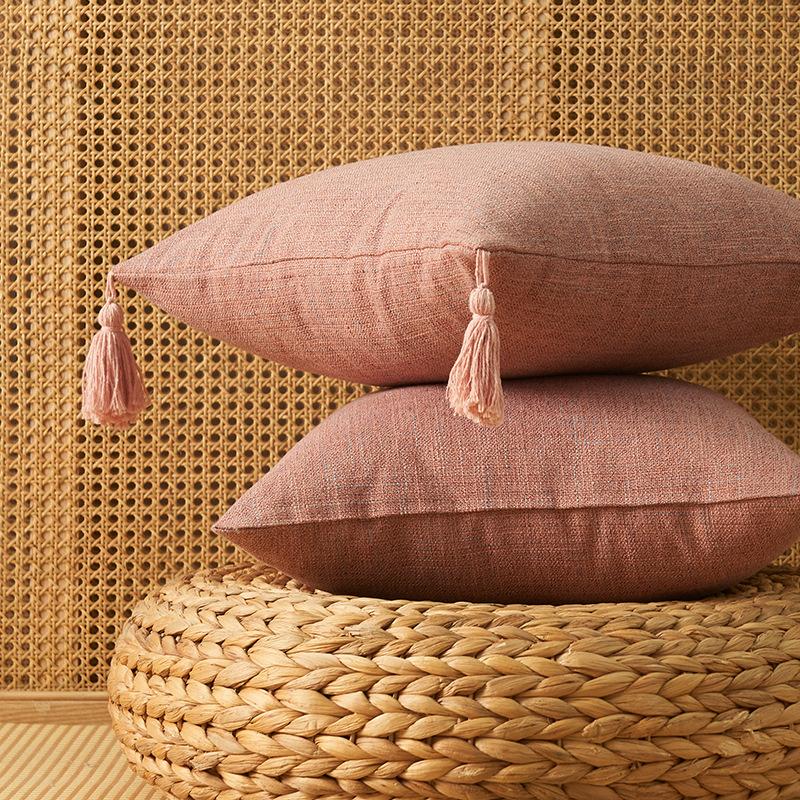 45x45cm Textured Throw Decorative Pillow Covers Square Accent Solid Cushion Cover Cozy Farmhouse Linen Pillow Case with Zipper