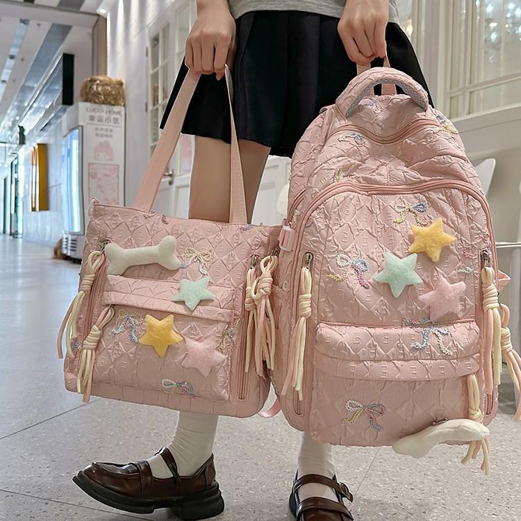 Schoolbag New Sweet Star Bone Backpack Girls Small Fresh Candy Color Schoolbag Sweet Lightweight Large Capacity Backpack