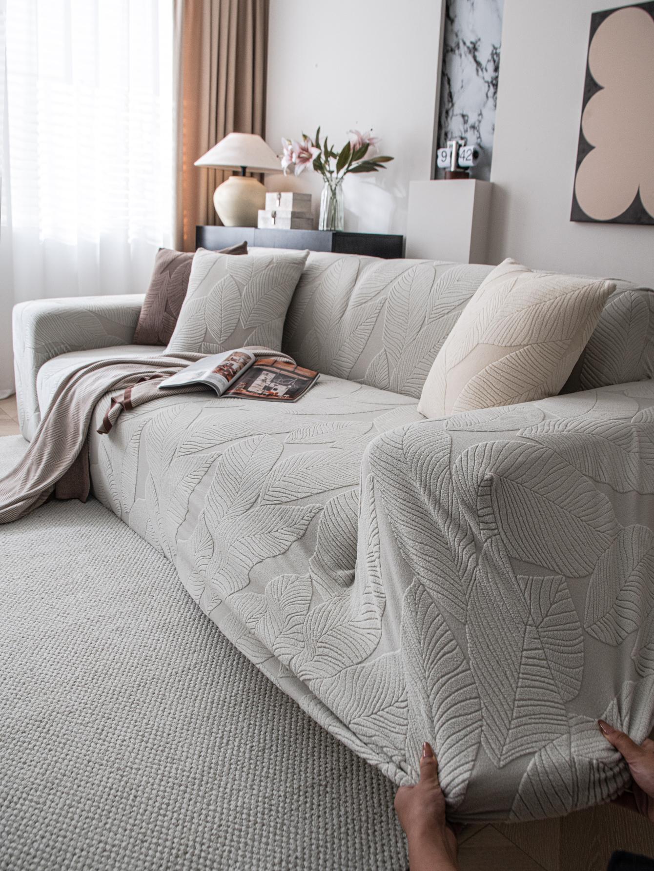 1pc Jacquard Sofa Cover Anti-Dirty Elastic Scratch-Resistant Couch Cover for Living Room 1 2 3 4 Seater L Shaped Full Set 1 seater светло-серый 5730₽