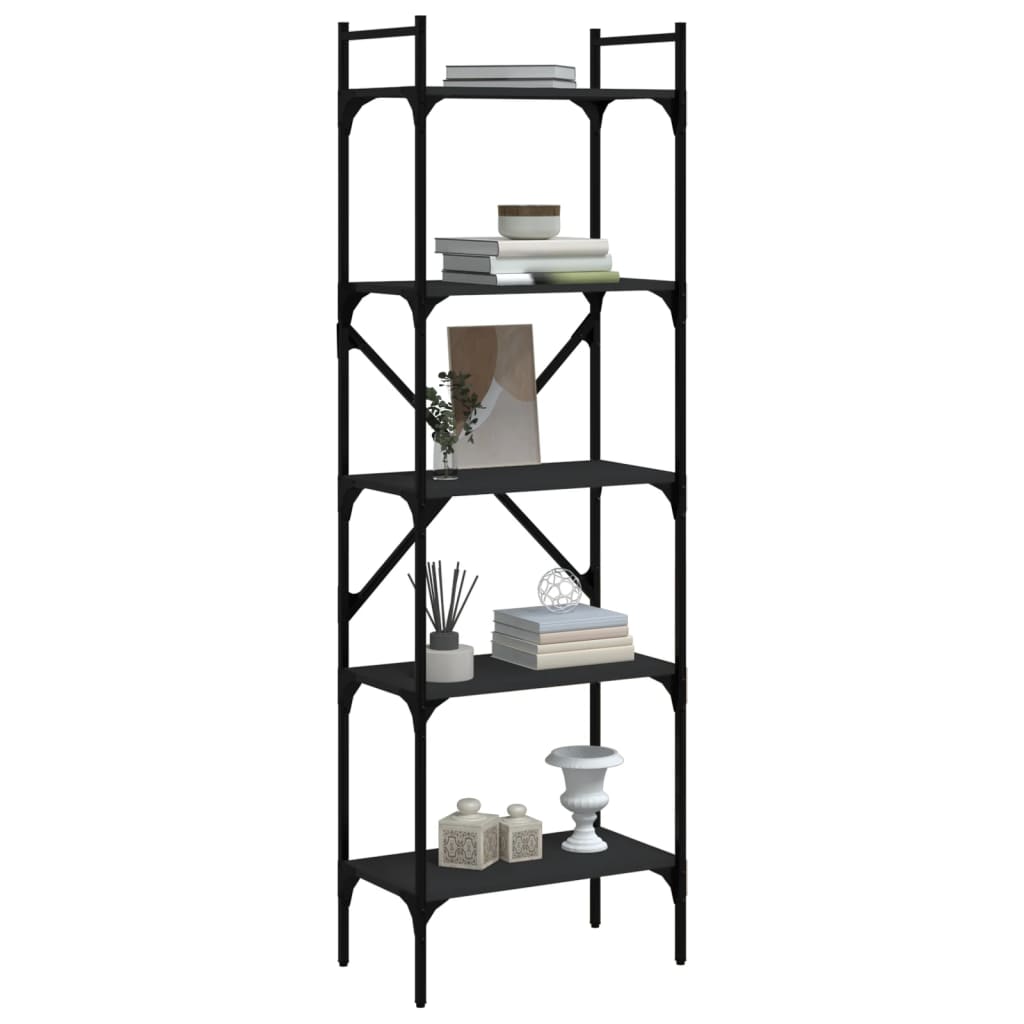 Bookshelf 5 Shelves Black 56 x 31.5 x 174 cm Particleboard