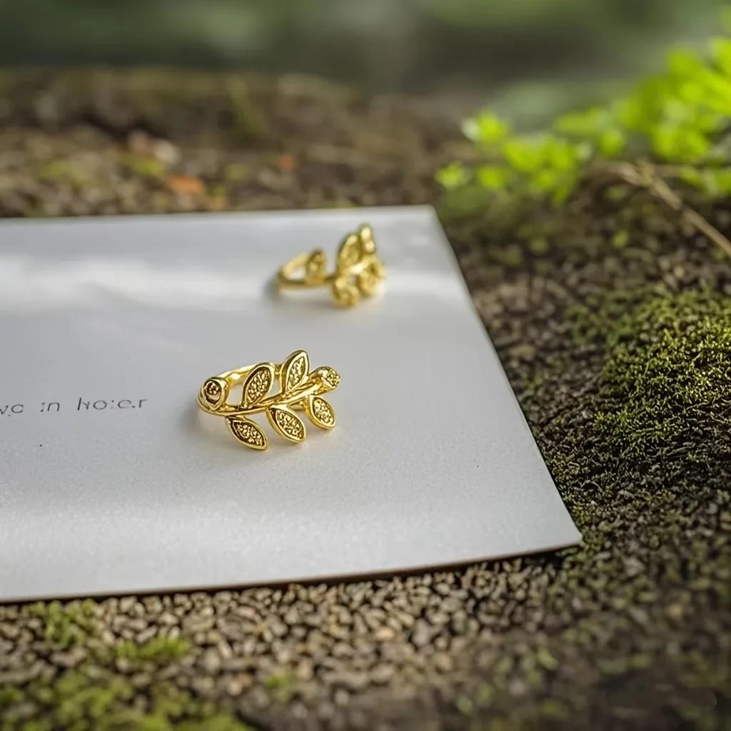 Women’s Rhinestone Leaf Design Ear Clips, No Piercing Needed, Adjustable & Pain-Free