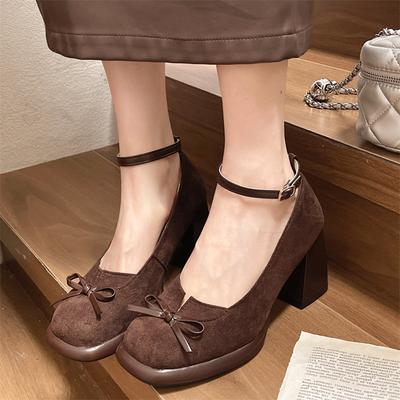 Moda 2024 Scarpe Mary Jane Sandali Neri Vintage Donna Fibbia Antiscivolo Casual Tacco Medio Ufficio Donna Elegante Coreano Tacchi Alti