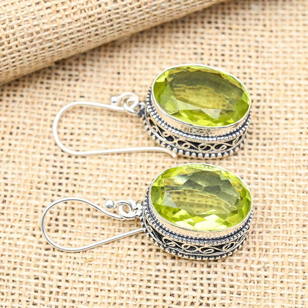 Pendientes de plata de ley 925 hechos a mano con topacio limón para el amor.