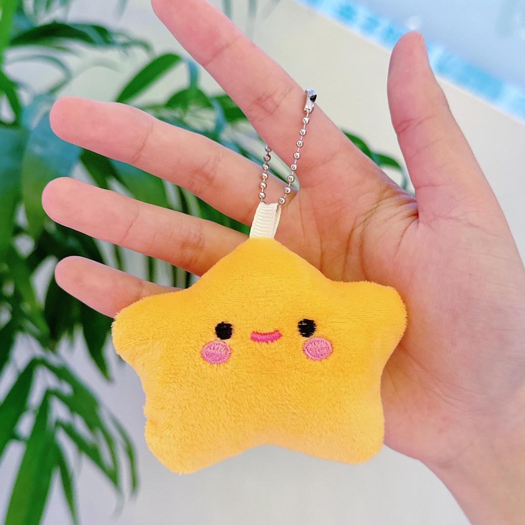 Five-Pointed Star Plush Bag Charm & Keychain - Cute, Girlish Heart Accessory for Backpacks