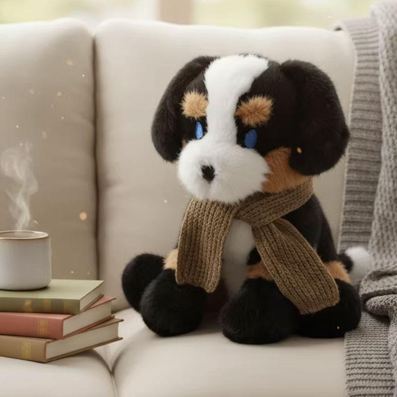 Berner Sennenhund Schal Plüschtier Stofftier Wilde Tiere Lebensechte Puppe Heimdeko Spielzeug Simulierte Hundepuppe Kindergeburtstag Weihnachtsgeschenk