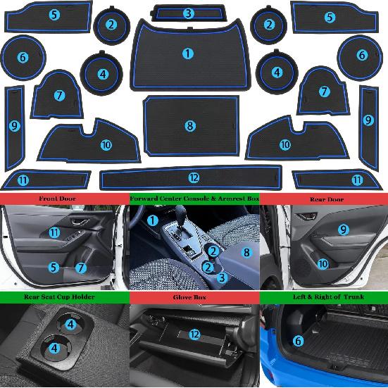 Center Console Liner For Subaru Crosstrek Accessories 2024 2025 2026, For Impreza Cup Holder Mat, Coaster Trim, Non-Slip Dust Interior, Door Slot
