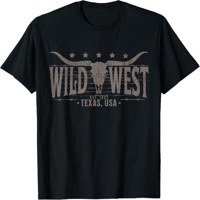 Cow Bull Skull Longhorn Skull Western Country Music Trip T-Shirt