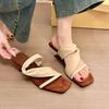 Fashion Versatile Niche Design Sense Retro Cool Slippers Women's 2025 Summer New Square Head Open Toe Special-shaped Heel Sandals