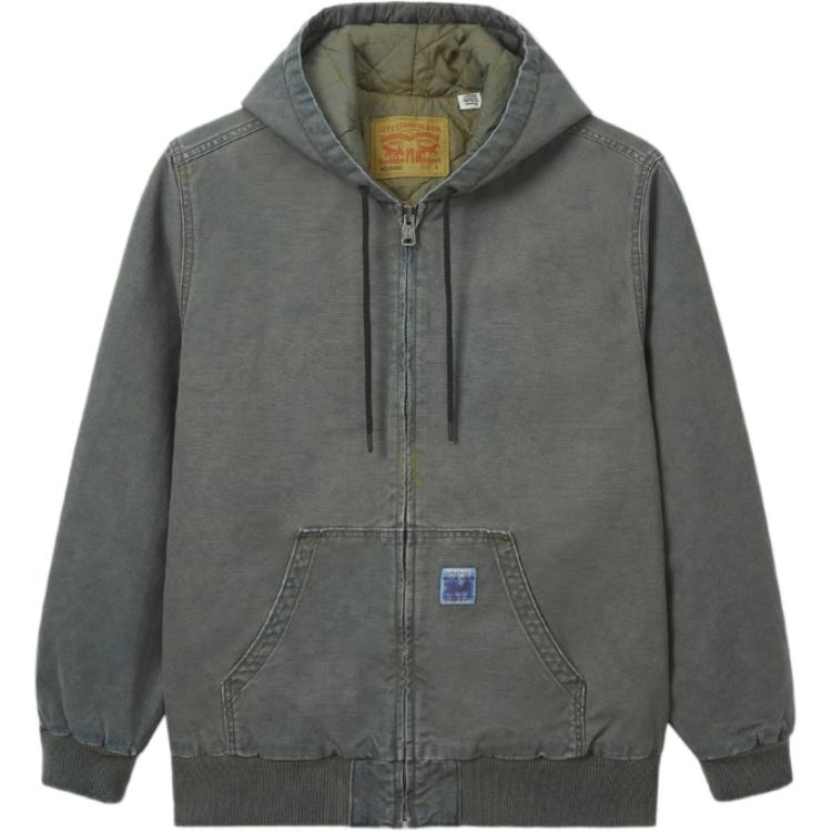 

Levis Куртка джинсовая стеганая с капюшоном на молнии свободного кроя мужская куртка выбеленный синий A3222-0008 S