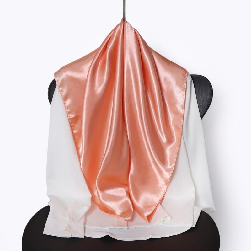Classic solid color silk scarf women's trend versatile shawl simulation silk bag headscarf 90cm square scarf