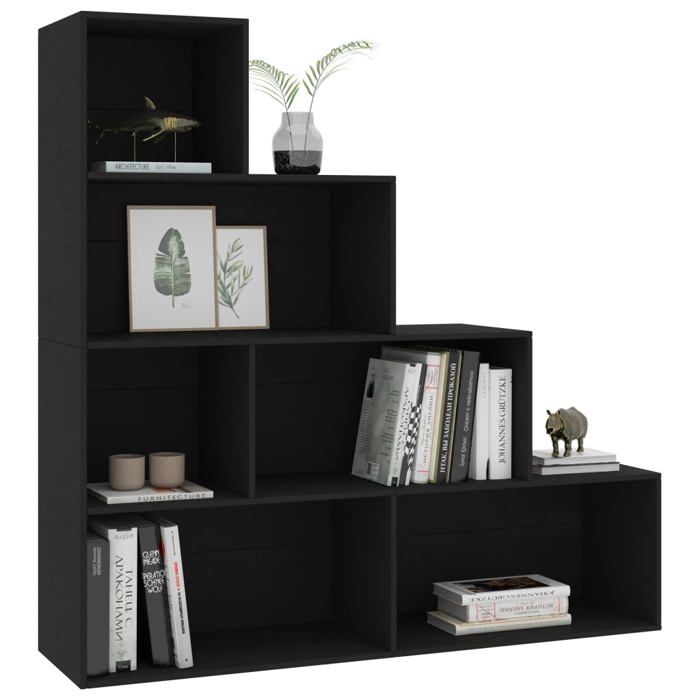 vidaXL Bibliothèque/Séparateur de pièce Noir Bois d’ingénierie 800658