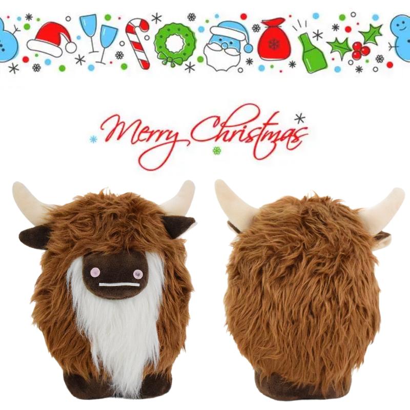 Cattle Highland Scottish Plush Toy Long Hair Bull Doll Xmas Gift Decoration