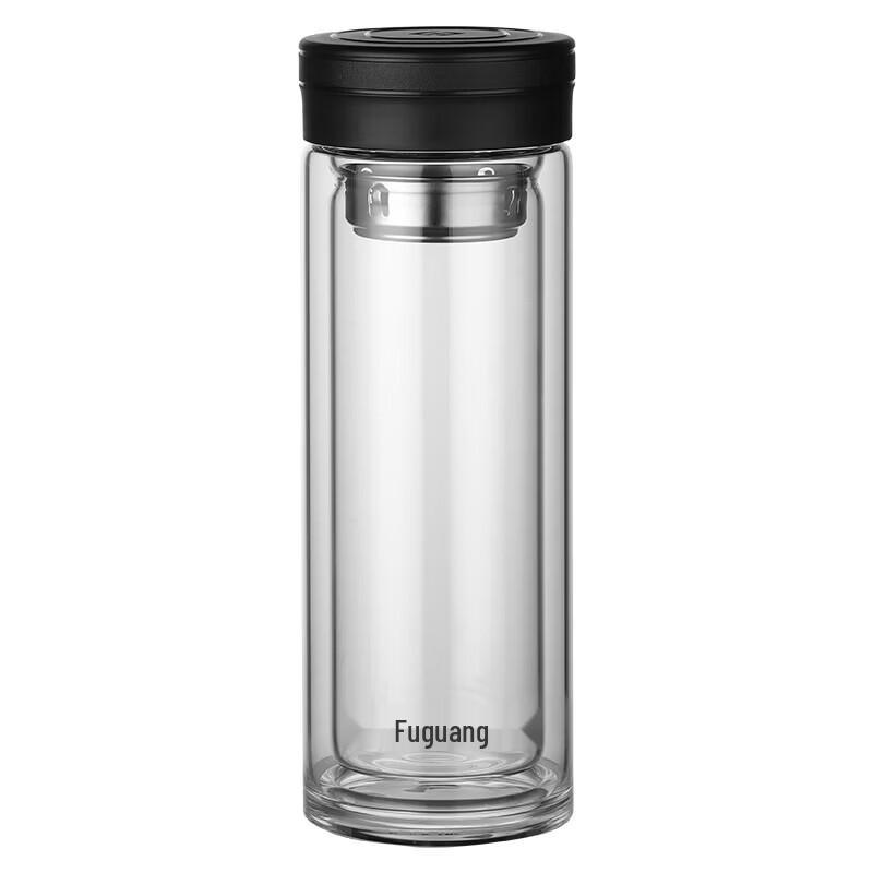 FUGUANG 320ml Double Wall Glass Portable Water Bottle