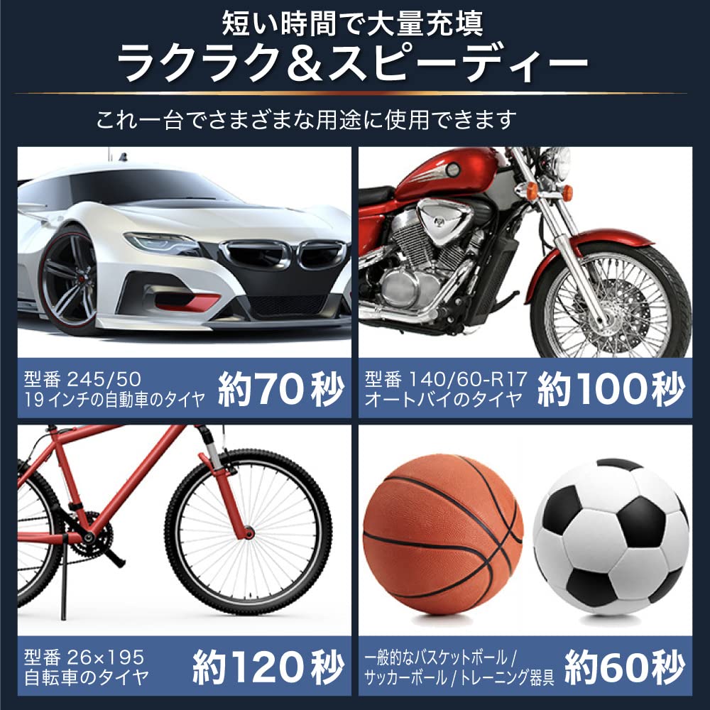 Junfire Electric Air Pump for Bicycle and Car 6000mAH Rechargeable Cordless Electric Air Maximum Pressure Auto Compatible with and Compatible with and