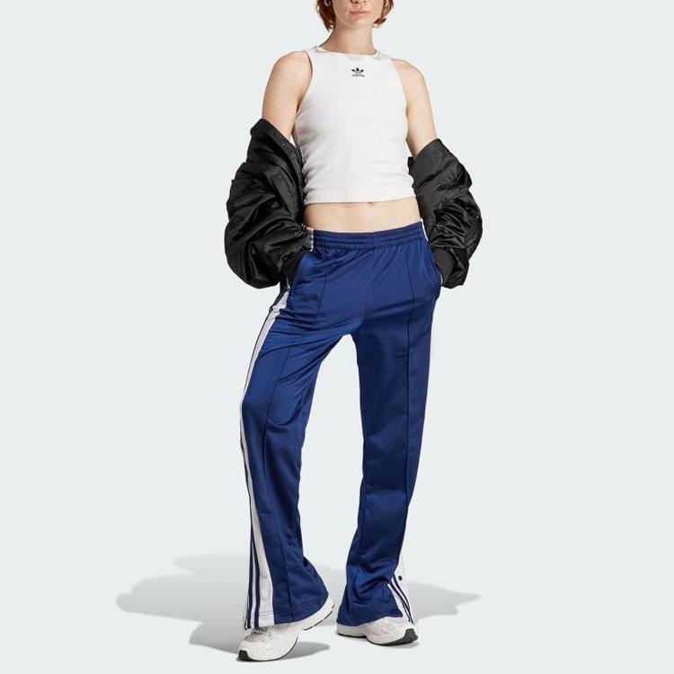 Adidas Originals Striped Logo Print Sweatpants Women Bottoms Deep-Blue IK3853