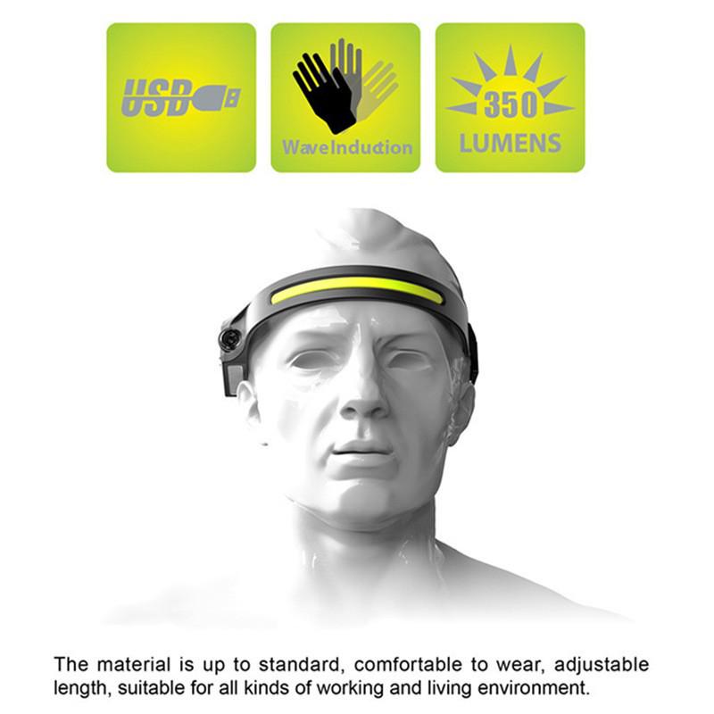 LED Silicone COB Headlamp with USB Charging for Night Running and Cycling