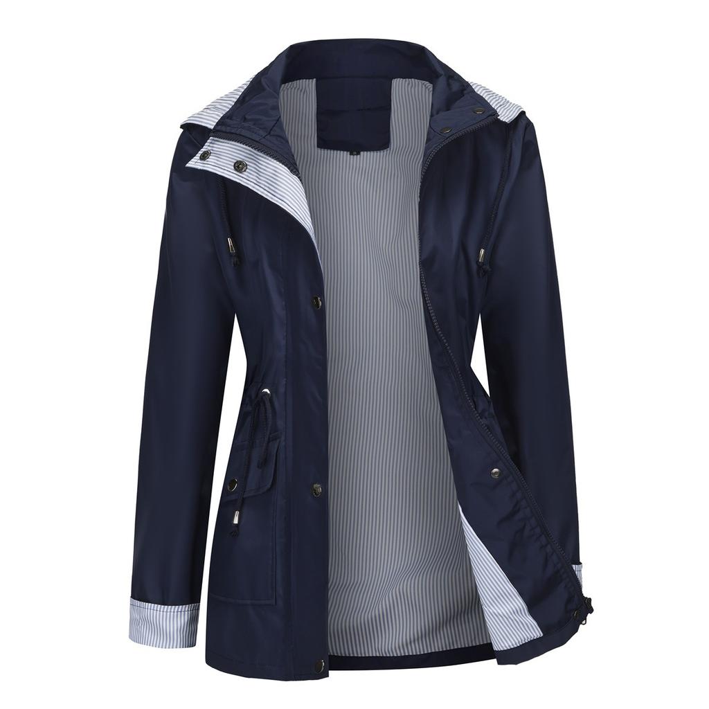 2026 Women's Trench Coat with Detachable Hood Fall Winter Plus Size Windproof Outerwear