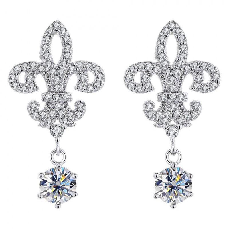 Iris Flower Earrings With Moissanite Studs Sterling Lightweight Luxury Jewelry Women 925 Sterling Silver