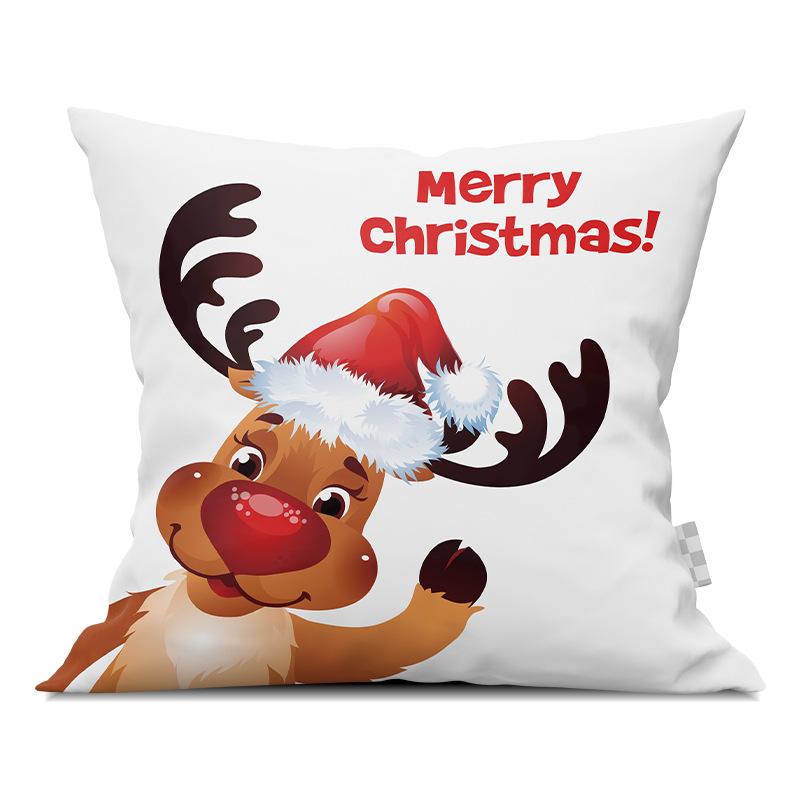 Merry Christmas Pillowcase Cartoon Printing Office Sofa Lumbar Pillow Cover for Home