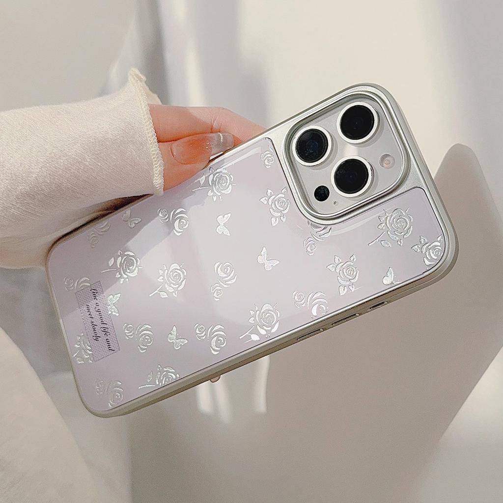 Gilded Ins Rose Butterfly Suitable for 16 Apple 15pro Max Mobile Phone Case Iphone 14 Drop Glue 13 Gentle 15