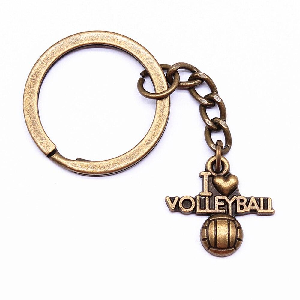 1 Piece 21x20mm I Heart Volleyball Charms Keychains Daughter Gift