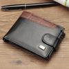 Men's small card bag buckle short money ticket clip splicing change bag horizontal leather wallet, men