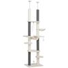 Cat Tree, Ceiling-High, Adjustable 225-255 cm, Platforms & Hammocks, Anti-Tip Safety, White