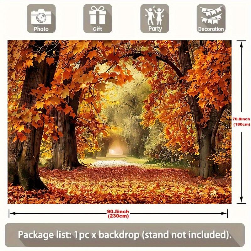 One polyester banner of autumnal golden forest path suitable for home decoration and party backgrounds in roomszyc
