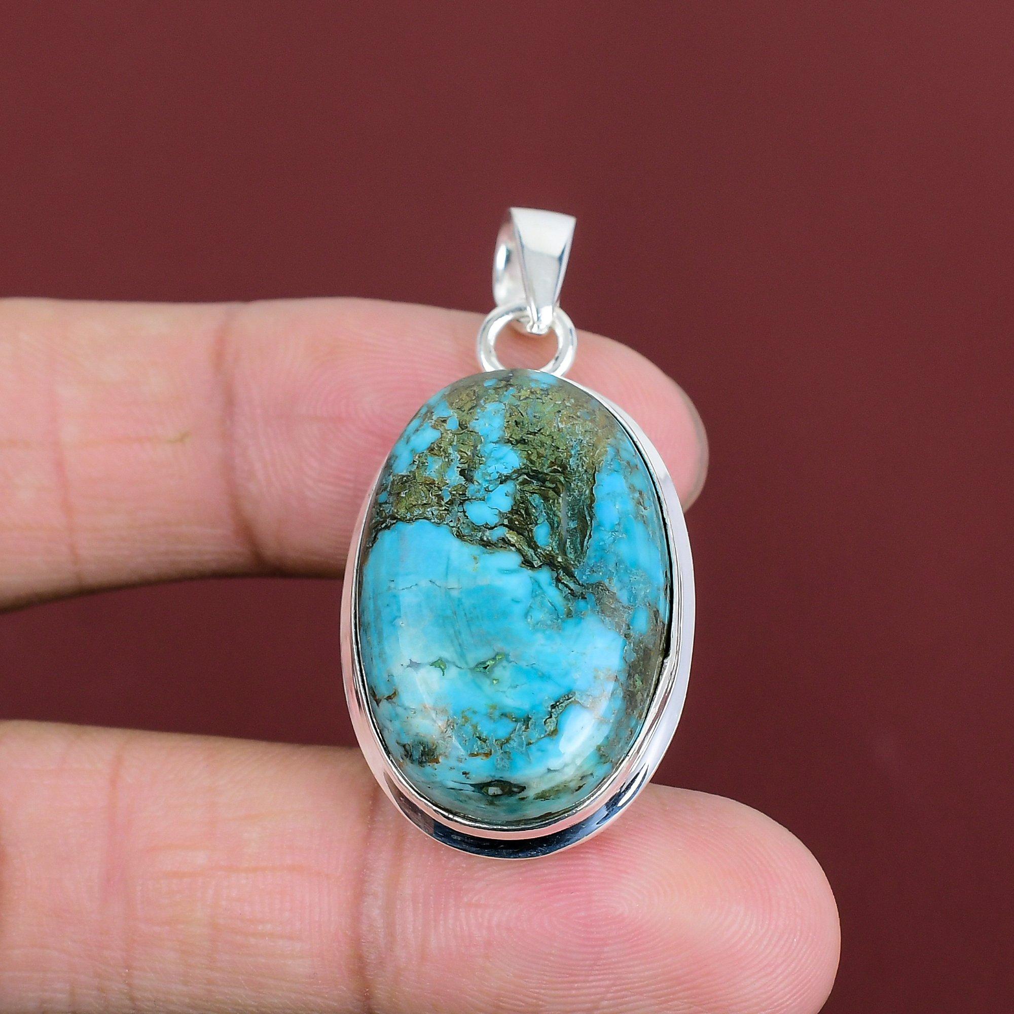 Tibetan Turquoise Pendant 925 Sterling Silver Pendant Real Gemstone Pendant Tibetan Turquoise Jewelry Handmade Decent Pendant Gifts For Him