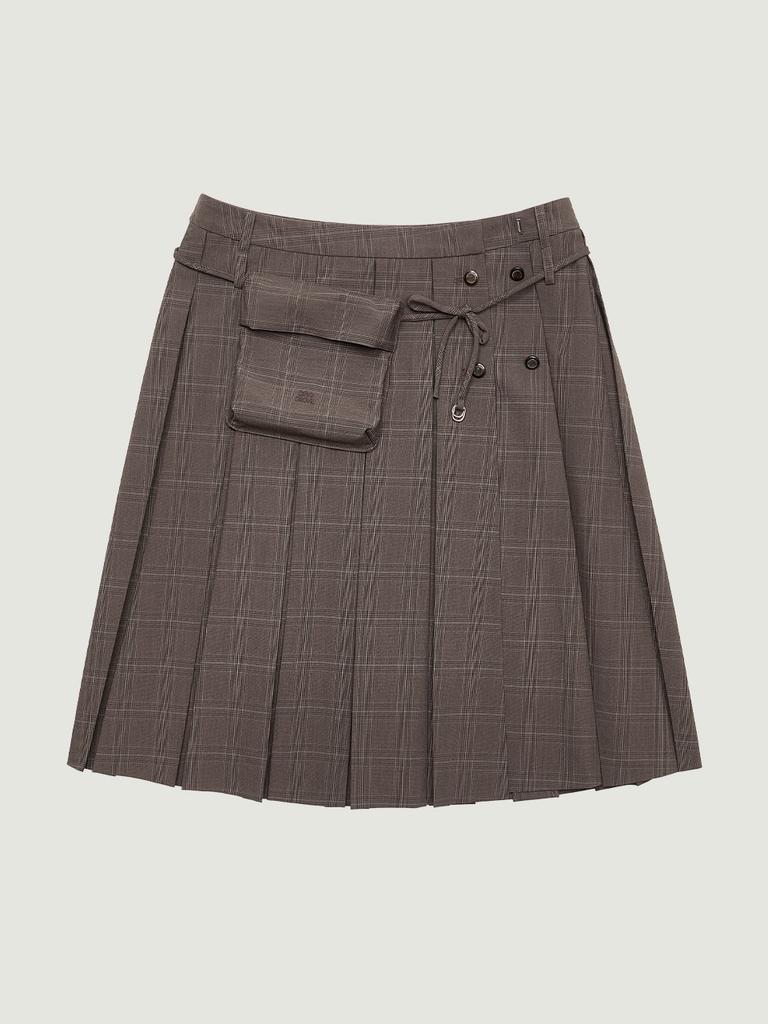 Grove Asha Check Midi Skirt (Brown)