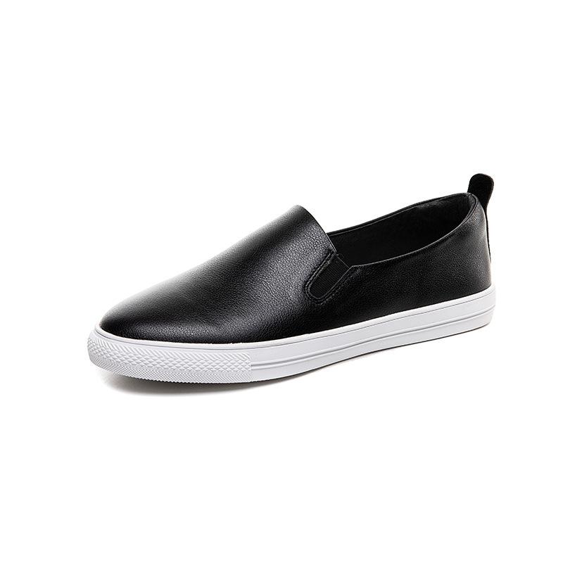 The New First-layer Cowhide Women's Shoes Are Simple, Soft, Flat-bottomed and Comfortable, Lazy Shoes, Overfitting Lefu Genuine Leather  Shoes.