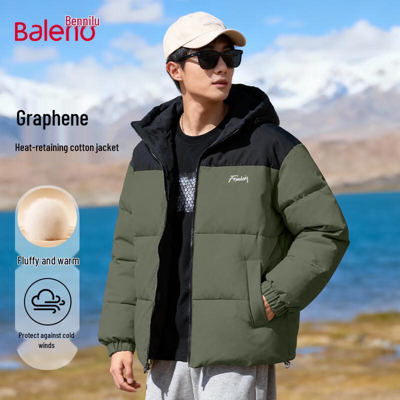 

Baleno Men s Hooded Zipper Warm Cotton Jacket M